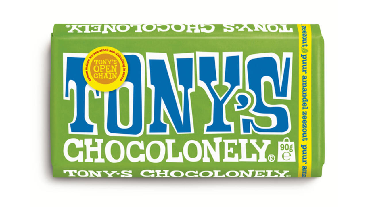 Chocolade Tony's Chocolonely puur amandel zeezout reep 90 gram