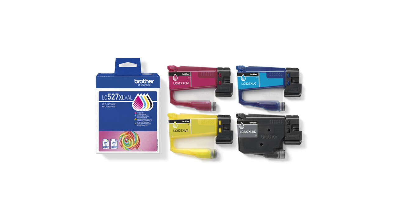 Inktcartridge Brother LC-527XL zwart + 3 kleuren