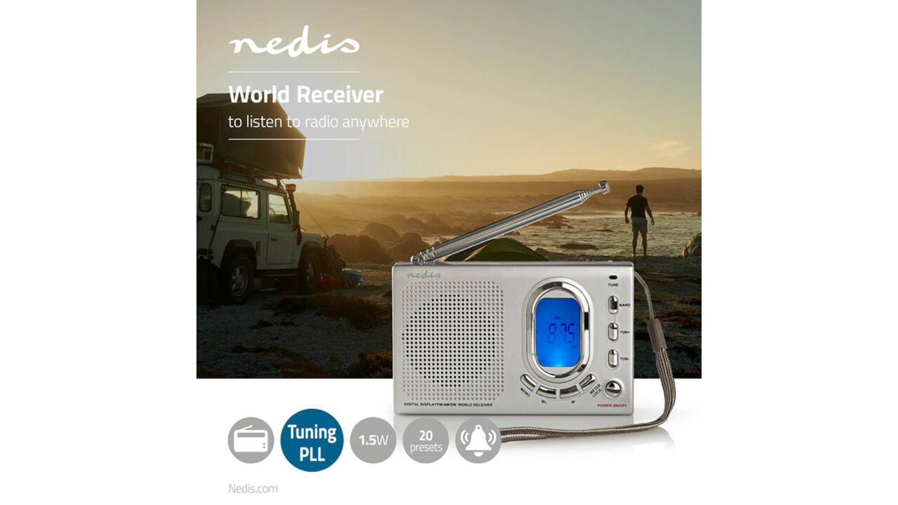 Wereldradio Nedis met wekker RDWR1000GY
