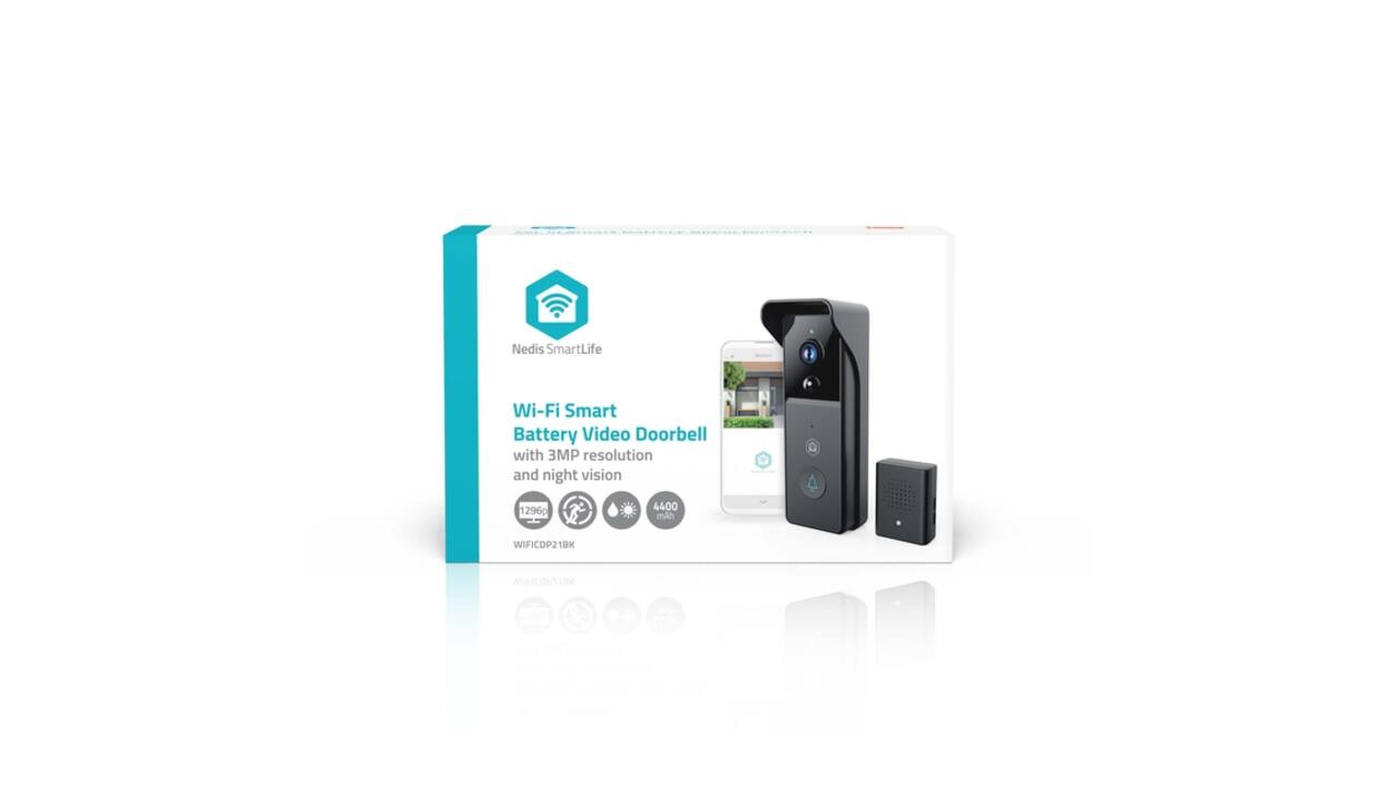 Videodeurbel Nedis Smartlife Wifi 3MP Full HD 1296p zwart