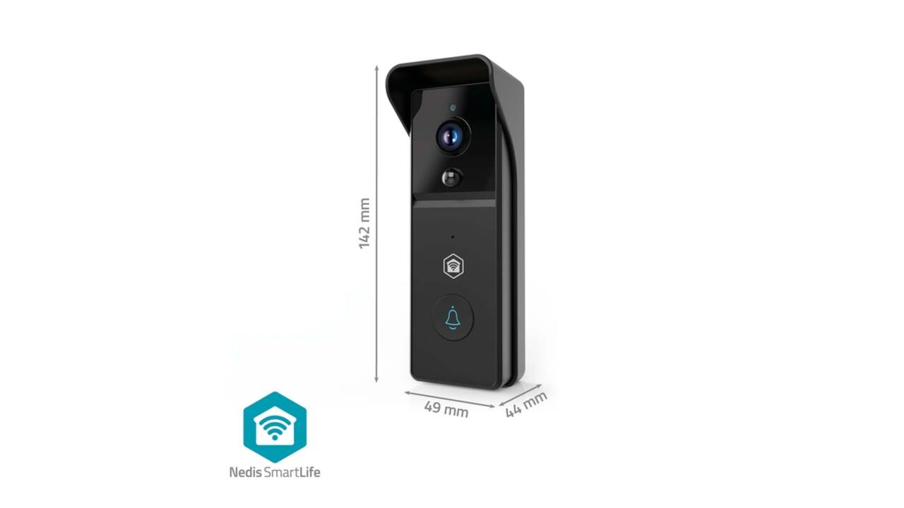 Videodeurbel Nedis Smartlife Wifi 3MP Full HD 1296p zwart