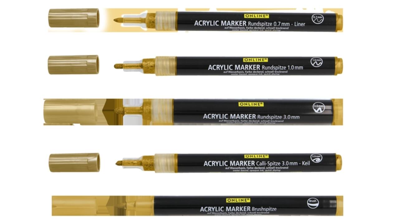 Acrylmarker Online lettering 5 breedtes goud