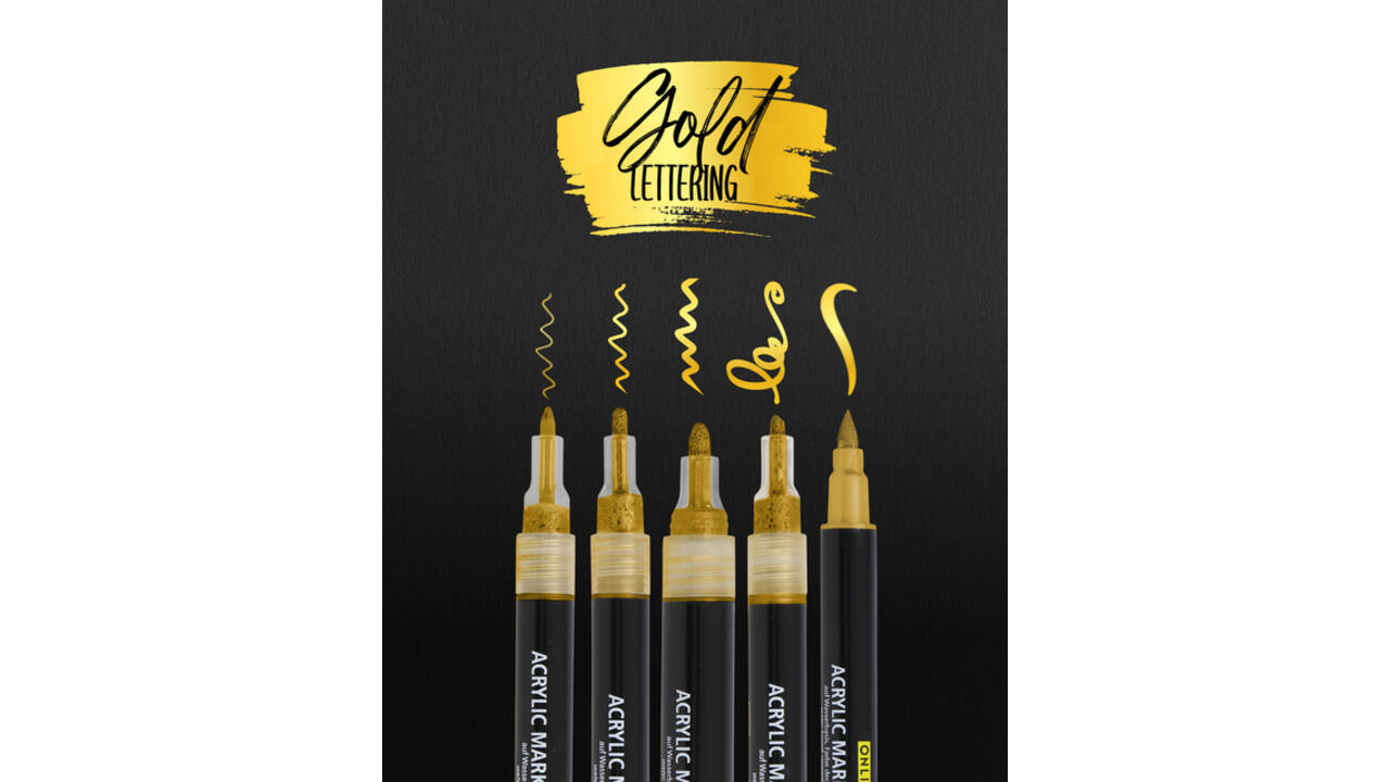 Acrylmarker Online lettering 5 breedtes goud