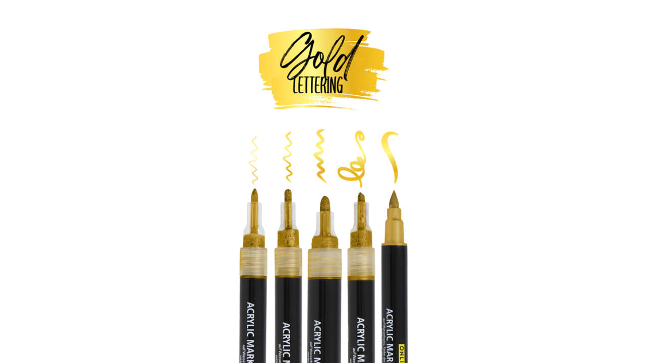 Acrylmarker Online lettering 5 breedtes goud