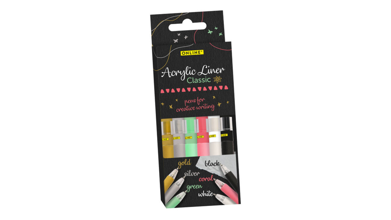 Acrylliner Online classic assorti 6 stuks