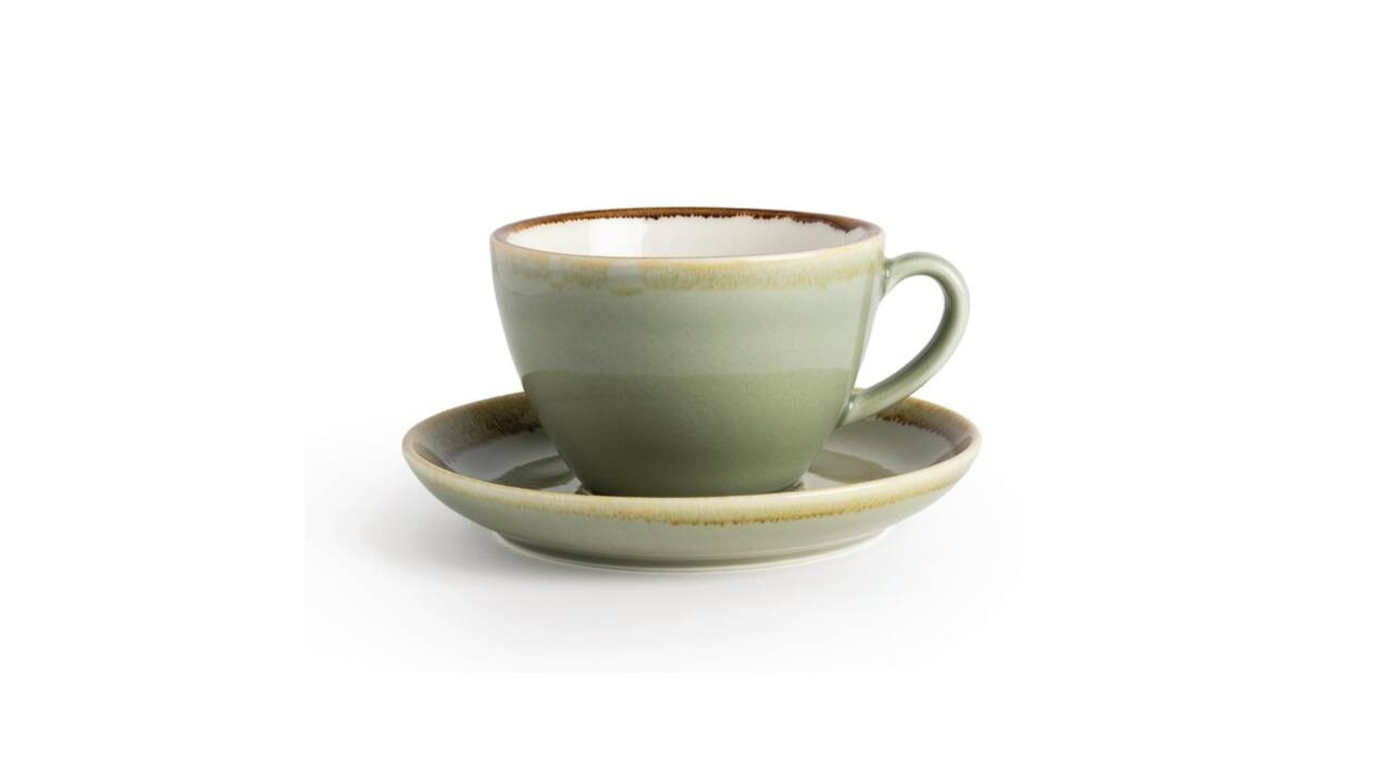 Cappuccinokopje Olympia Kiln 340ml 6 stuks mosgroen