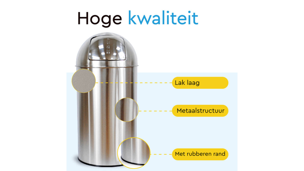 Afvalbak BRASQ Push Bin PB230+ 30 liter rvs