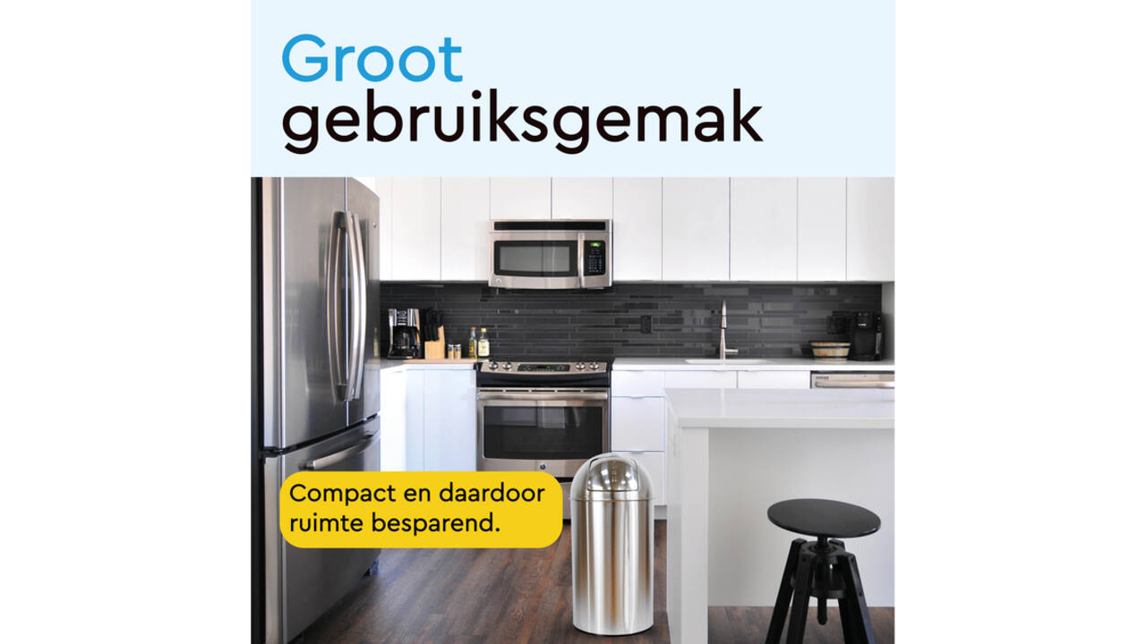 Afvalbak BRASQ Push Bin PB230+ 30 liter rvs