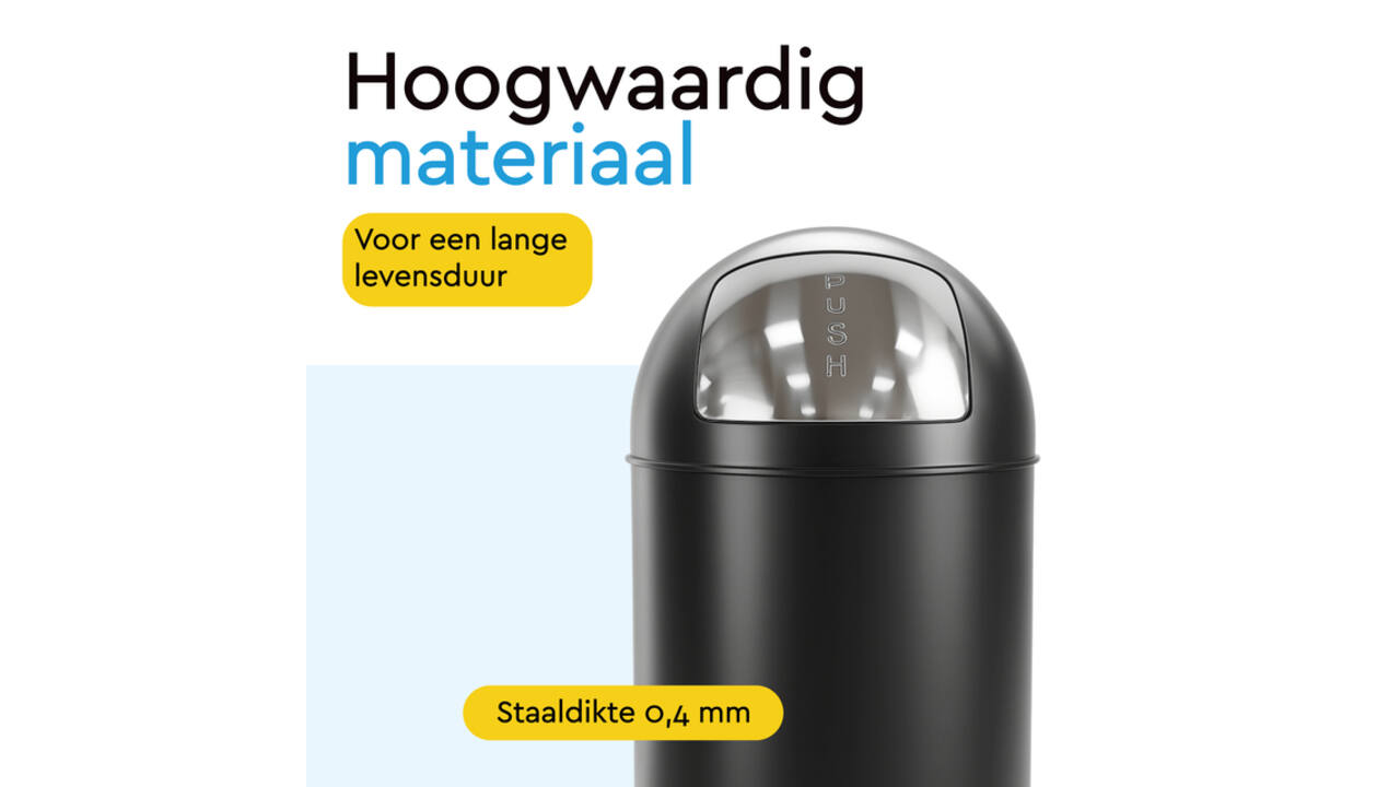 Afvalbak BRASQ Push Bin PB230+ 30 liter zwart