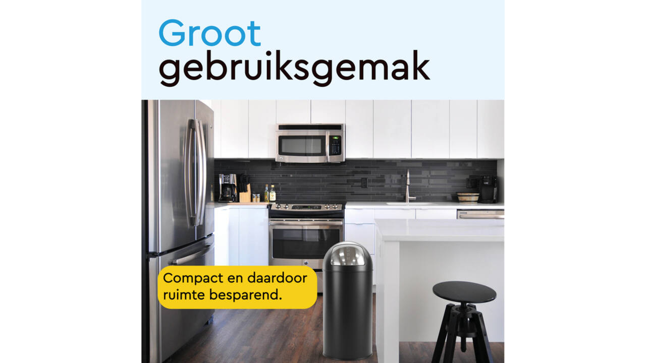 Afvalbak BRASQ Push Bin PB230+ 30 liter zwart
