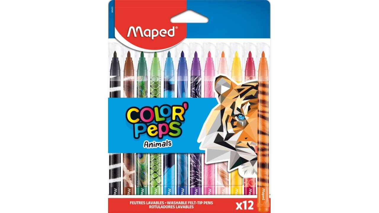Viltstift Maped Color'Peps Animals set à 12 kleuren