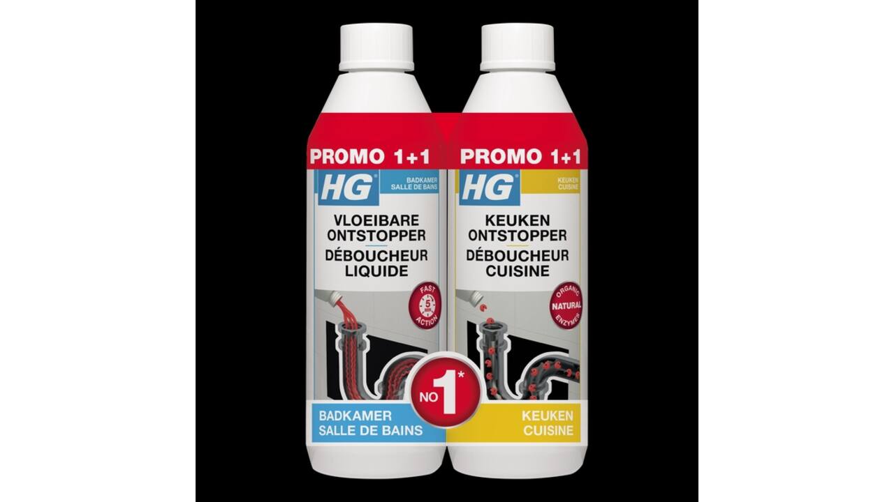 Afvoerontstopper HG Promopack 1x sanitair 500ml 1x keuken 500ml