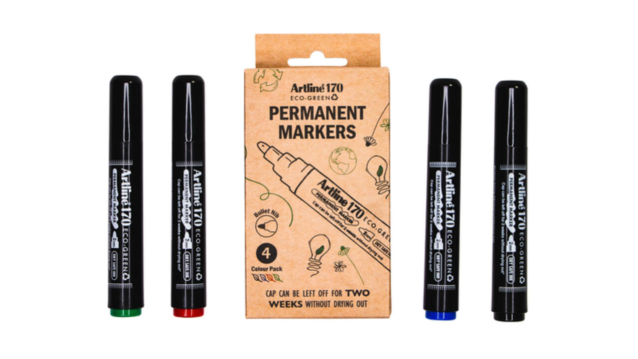 Permanent marker Artline 170 Dry Safe Eco rond medium ass 4 stuks