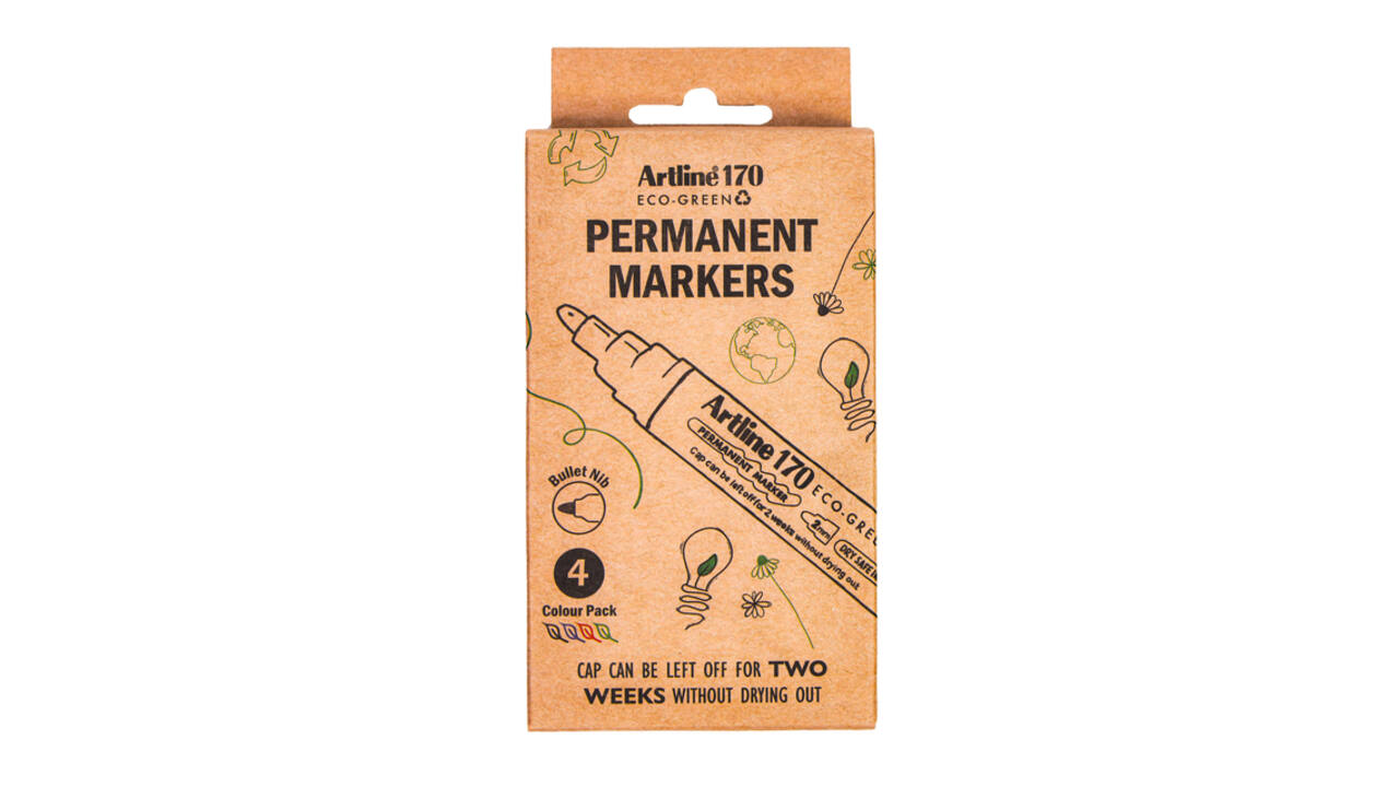 Permanent marker Artline 170 Dry Safe Eco rond medium ass 4 stuks