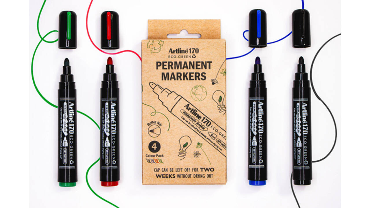 Permanent marker Artline 170 Dry Safe Eco rond medium ass 4 stuks