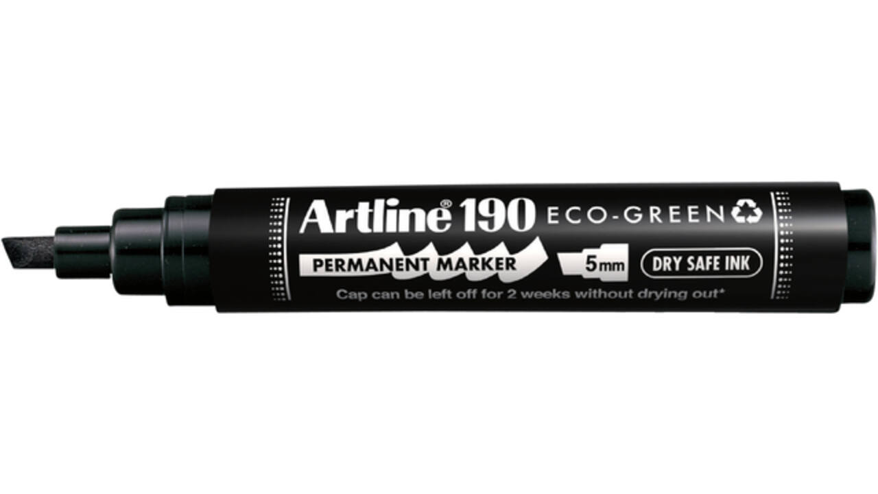 Permanent marker Artline 190  Dry Safe Eco schuin 2-5mm zwart
