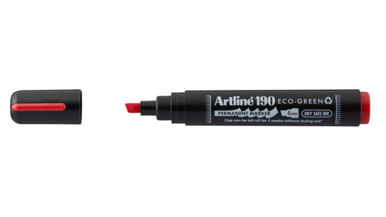 Permanent marker Artline 190 Dry Safe Eco schuin 2-5mm rood