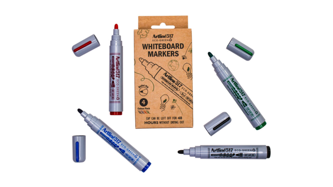 Whiteboardmarker Artline 517 Dry Safe Eco rond medium ass 4 stuks