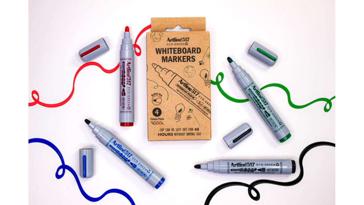 Whiteboardmarker Artline 517 Dry Safe Eco rond medium ass 4 stuks