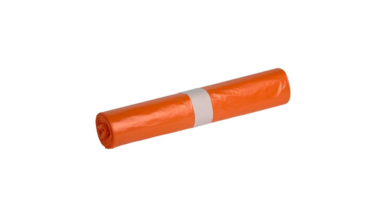 Afvalzak Propsac HDPE T25 70x110cm 120L oranje rol à 20 stuks