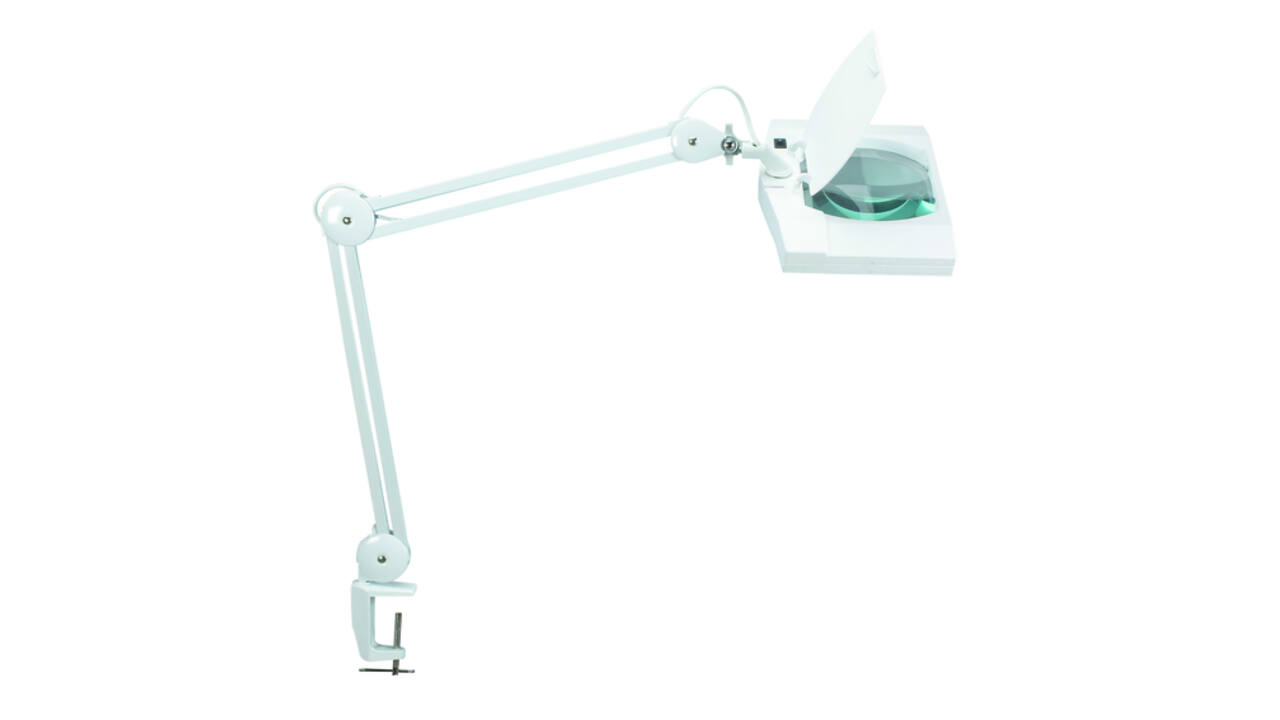 Loeplamp MAUL Vitrum LED met tafelklem lens 307 cm2 wit