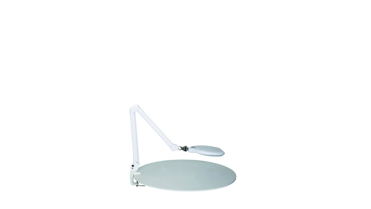 Loeplamp MAUL Crystal LED dimbaar tafelklem lens 234 cm2 wit