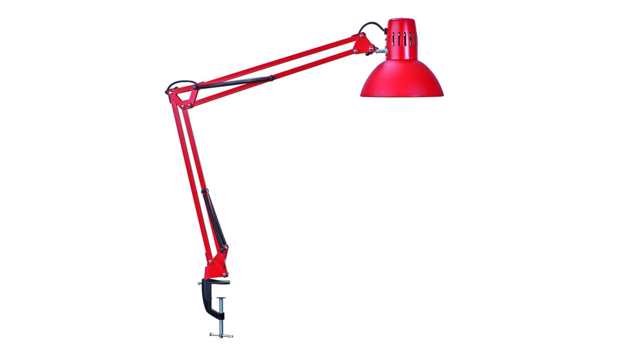Bureaulamp MAUL Study met tafelklem excl.LED E27 lamp rood