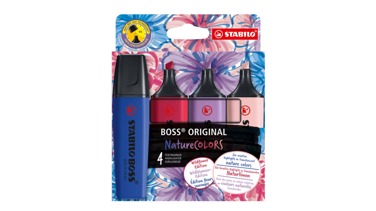 Markeerstift STABILO Boss Wildflower assorti 4 stuks