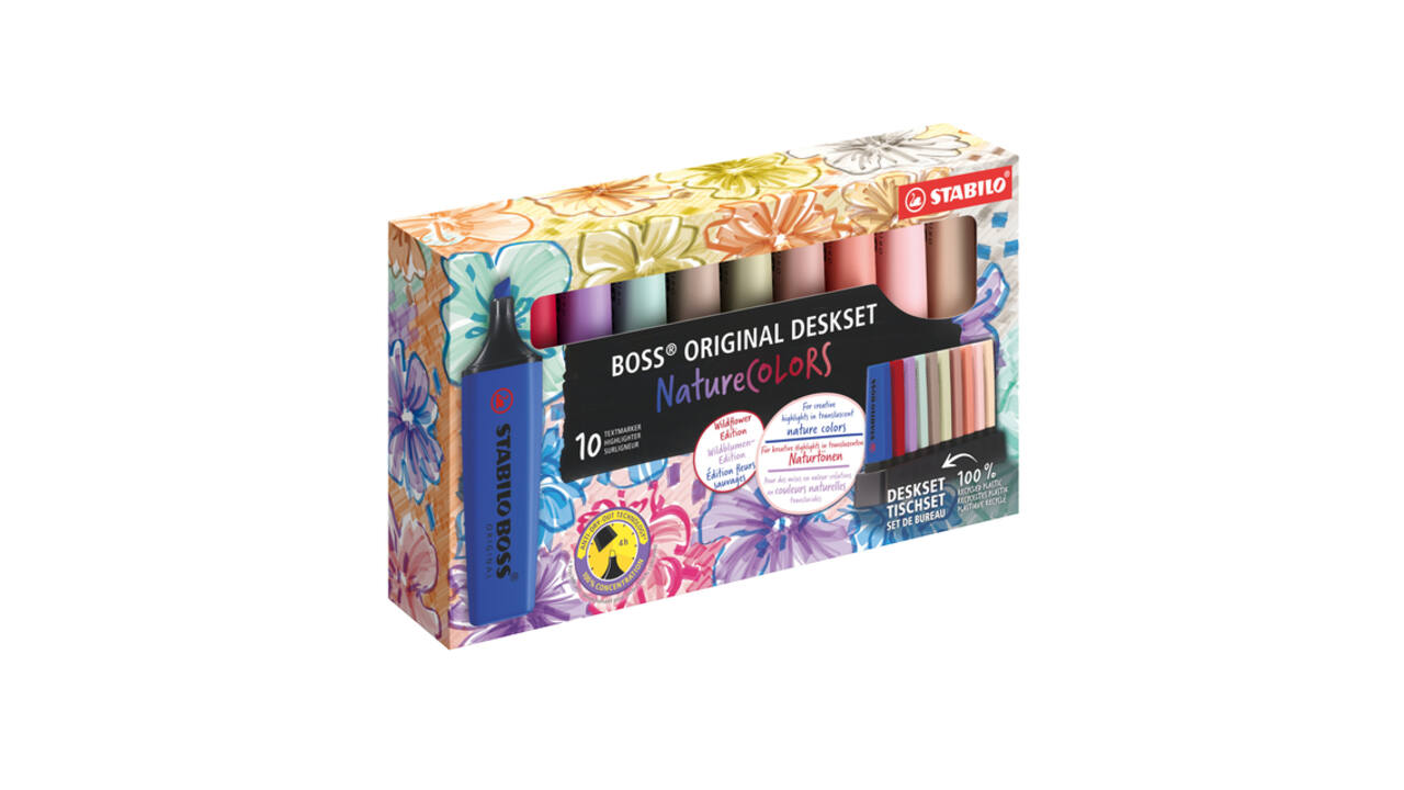 Markeerstift STABILO Boss Wildflower & Nature Colors ass deskset 10st