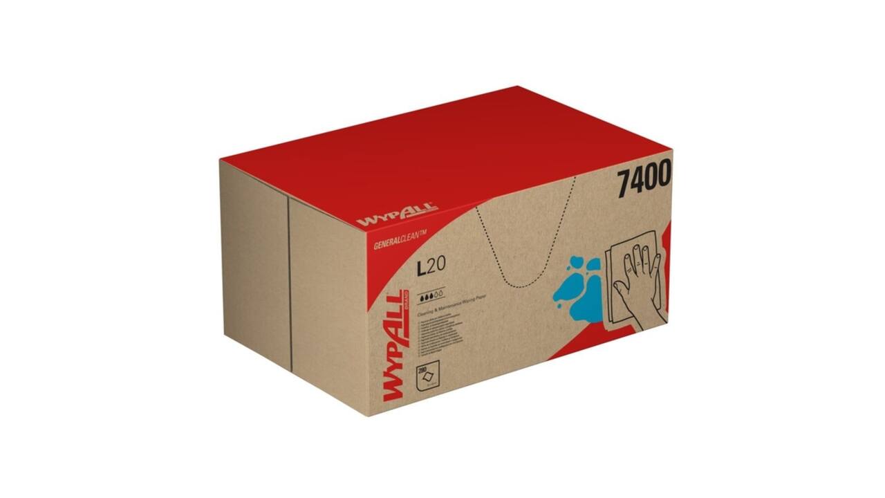 Poetsdoek WypAll L20 GeneralClean 420x330mm 280vel dispenserdoos blauw 7400