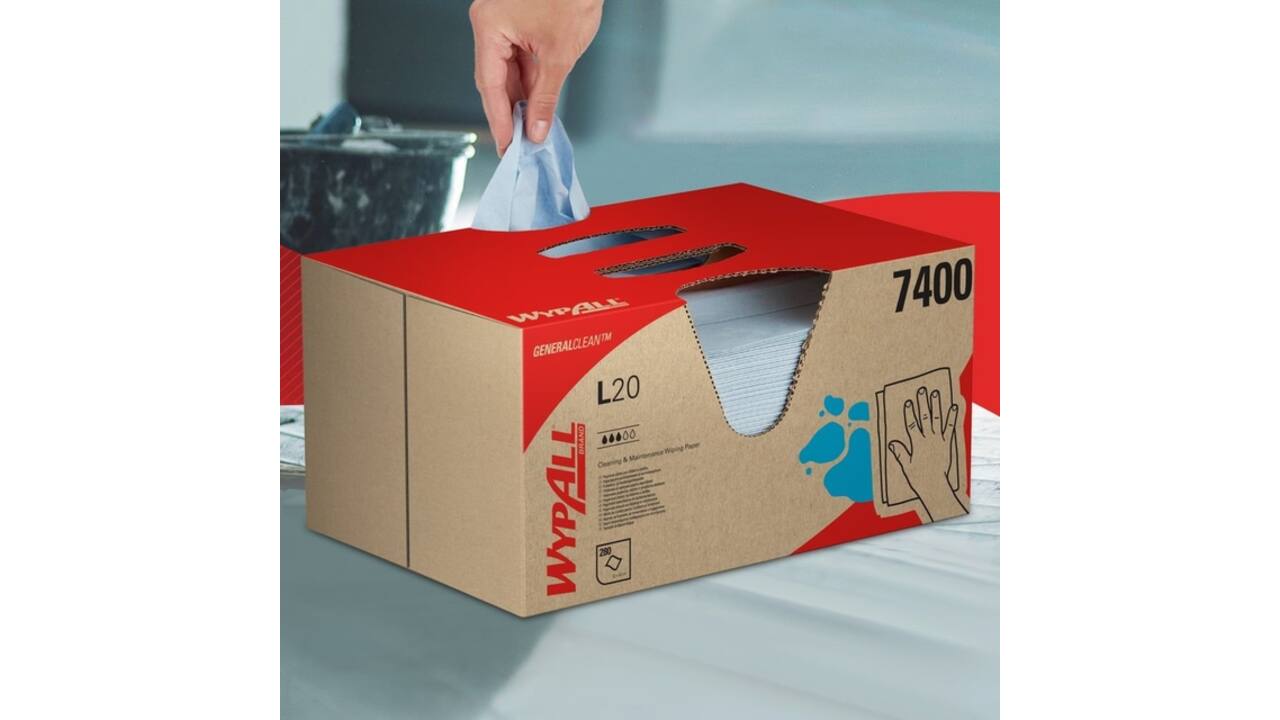 Poetsdoek WypAll L20 GeneralClean 420x330mm 280vel dispenserdoos blauw 7400