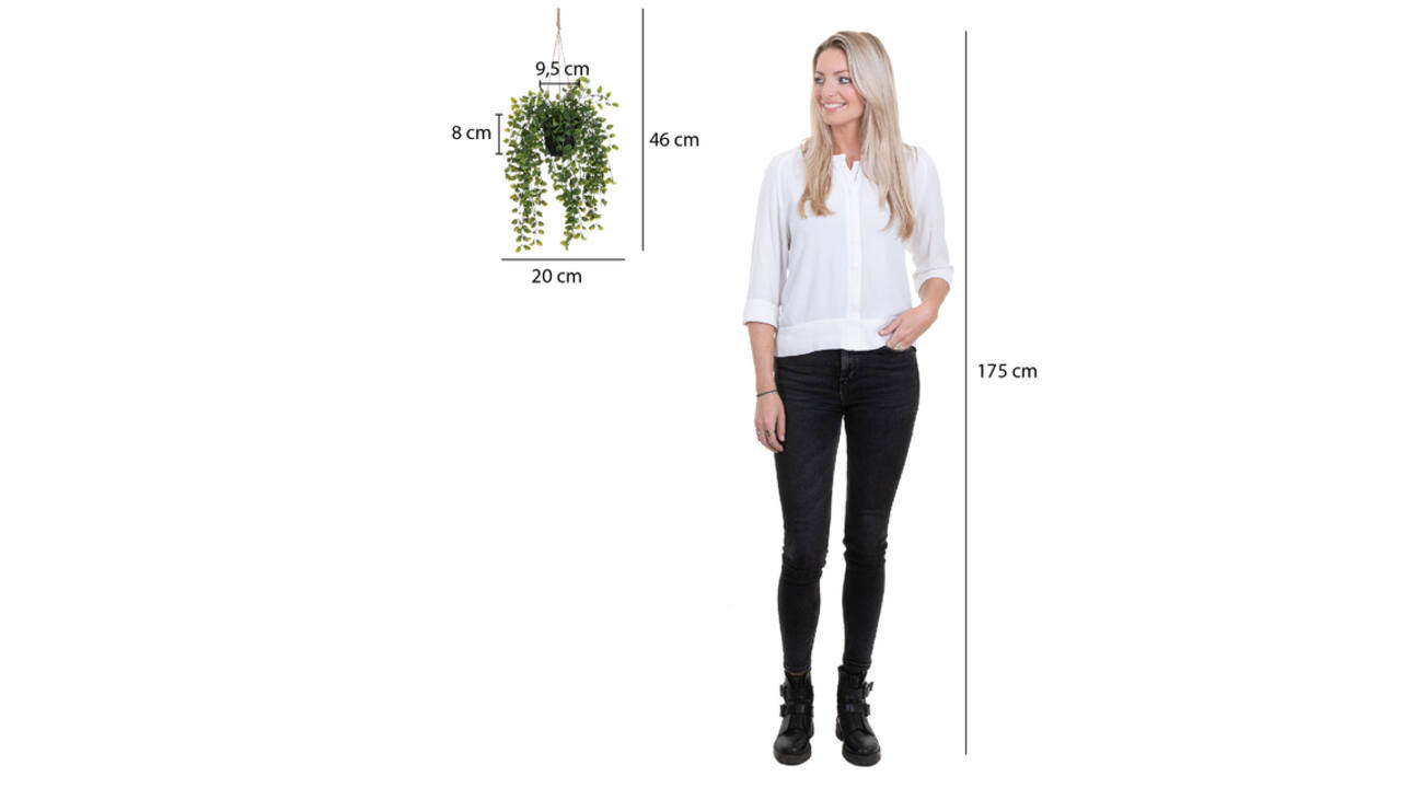 Kunstplant Mica Ficus hangend in pot groen Ø20 46cm