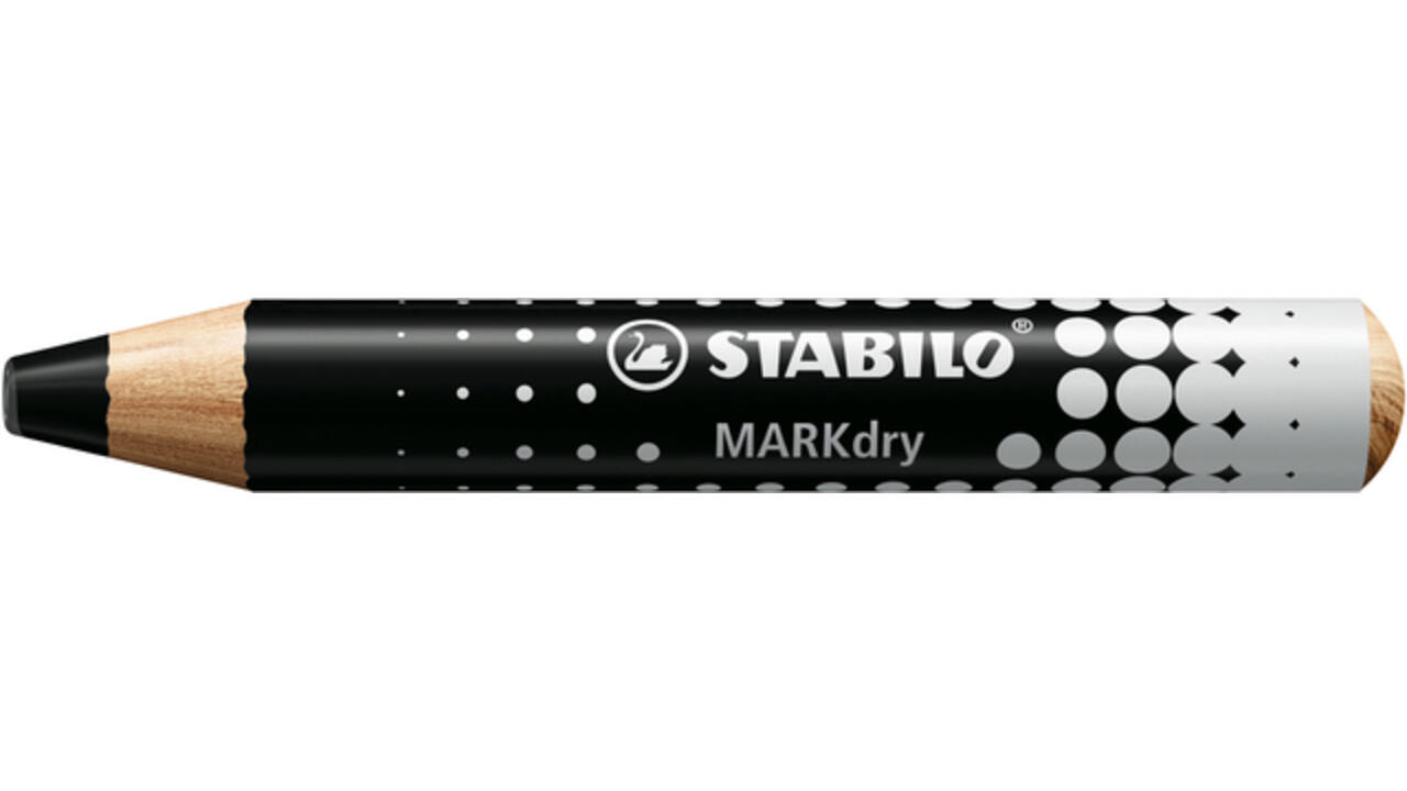 Whiteboardpotlood STABILO MARKdry incl 2 slijpers zwart classpack 30st