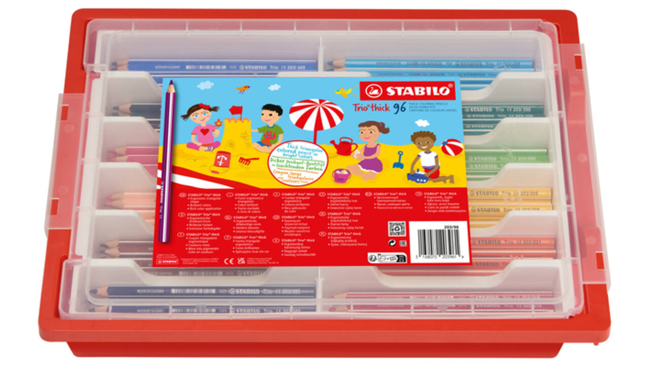 Kleurpotloden STABILO 203 Trio dik assorti classpack à 96 stuks