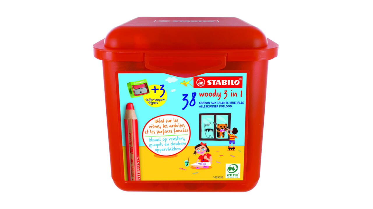 Kleurpotloden STABILO 882 woody 3 in 1 incl 3 slijpers classpack 38st