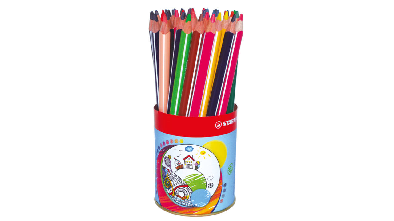 Kleurpotloden STABILO 203 Trio dik assorti classpack blik à 38 stuks