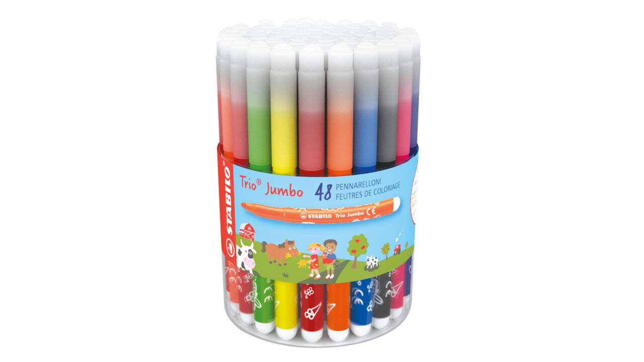 Viltstift STABILO Trio Jumbo 380 XL assorti 48 stuks