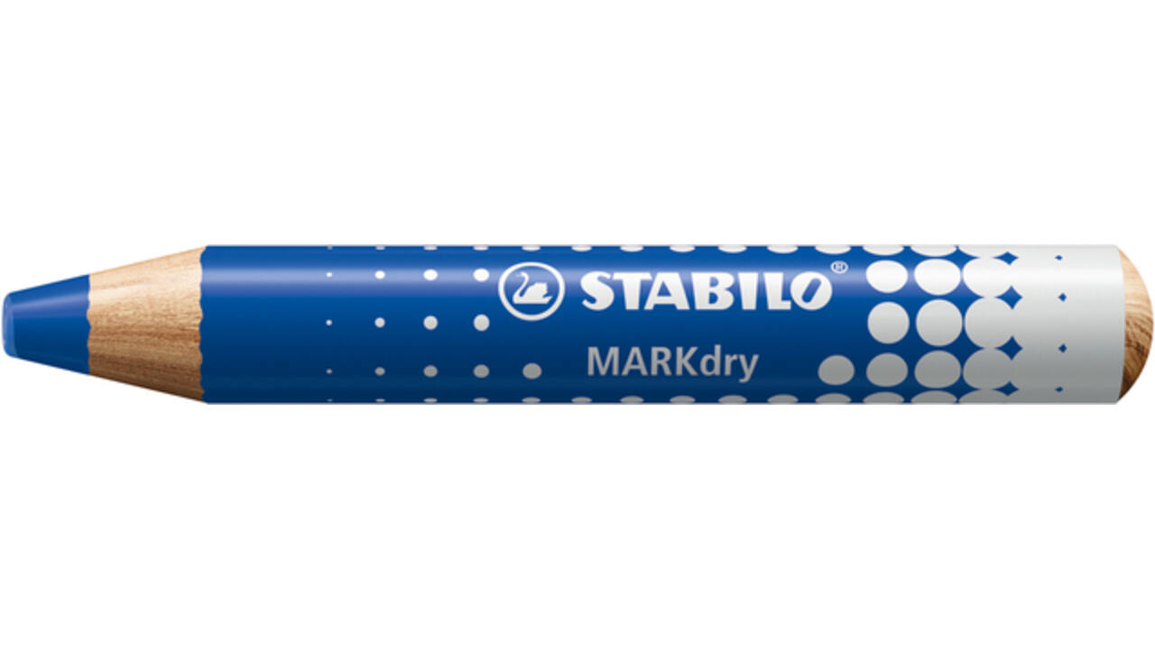 Whiteboardpotlood STABILO MARKdry incl 2 slijpers blauw classpack 30st