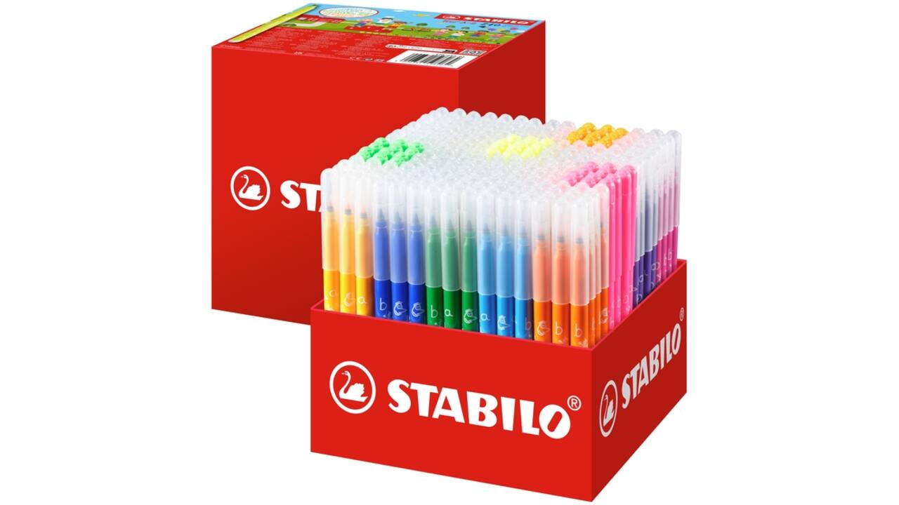 Viltstift STABILO Trio A-Z 378 fijn assorti classpack à 240 stuks