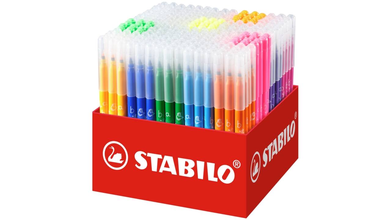Viltstift STABILO Trio A-Z 378 fijn assorti classpack à 240 stuks