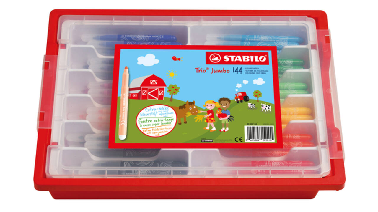 Viltstift STABILO Trio Jumbo 380 XL assorti classpack à 144 stuks