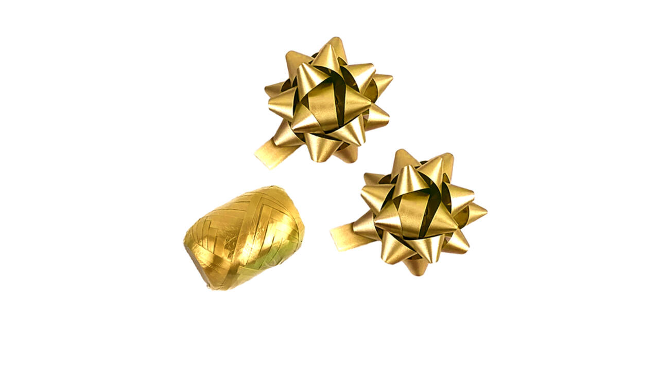 Cadeaulint Polyband en 2 rozetten goud