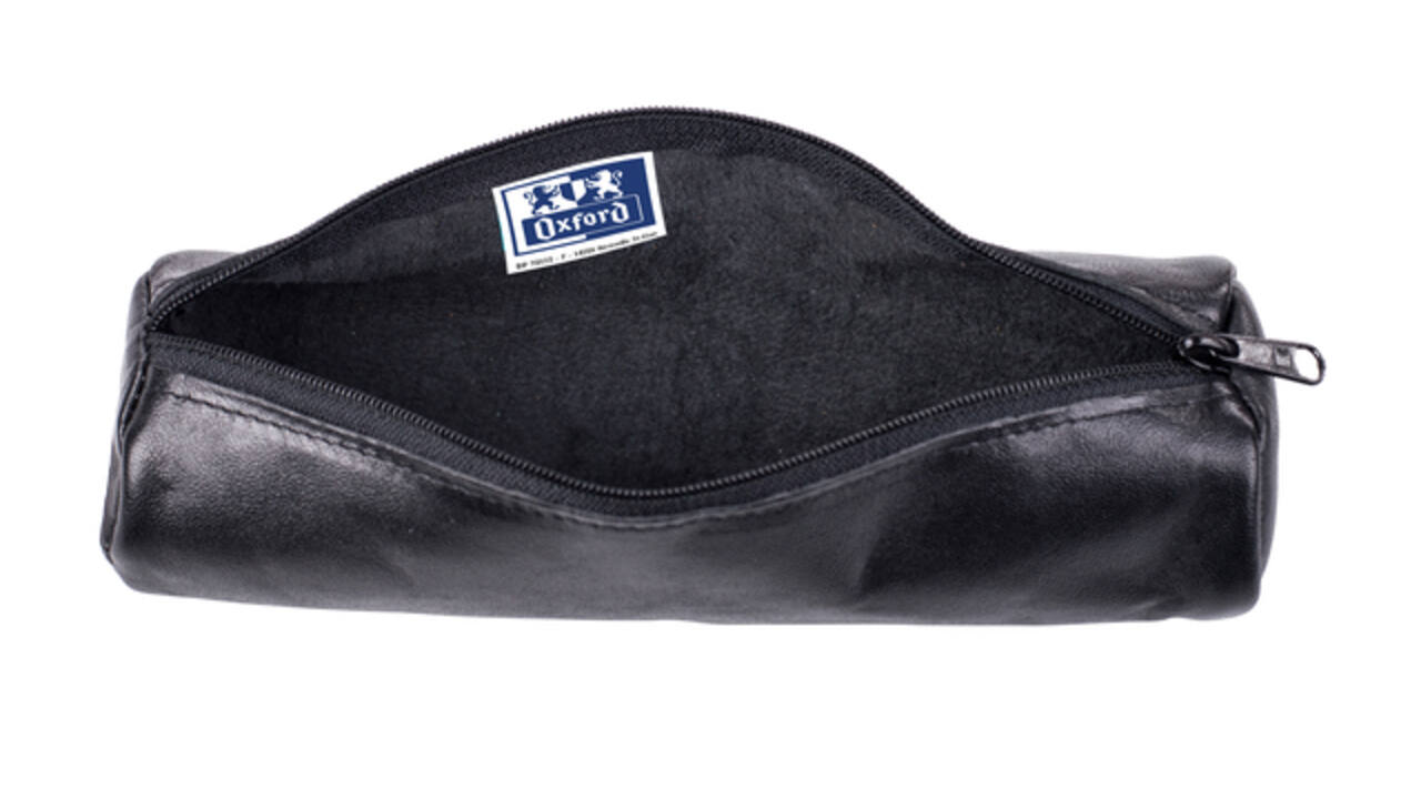 Pennenetui Oxford 22x6cm leer rond zwart