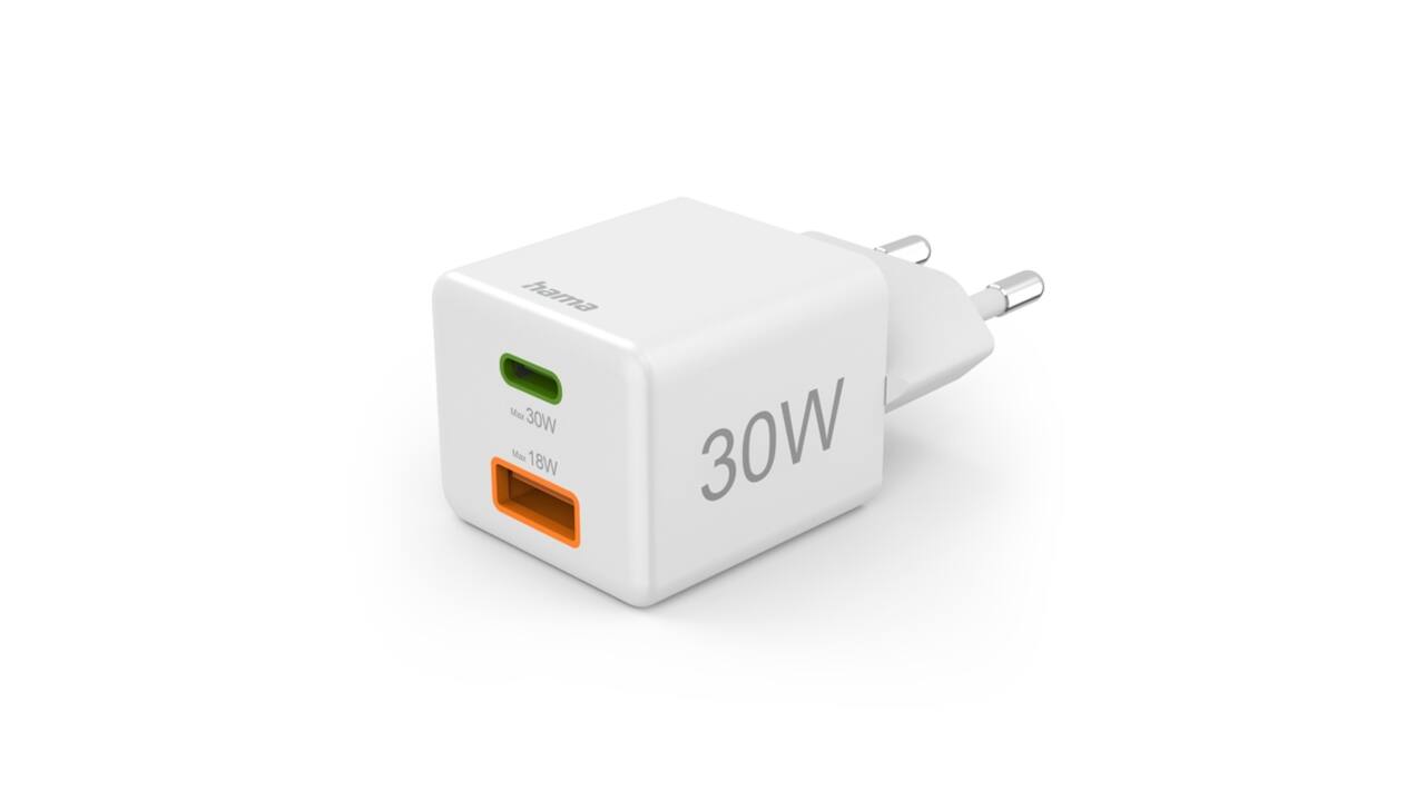 Oplader Hama USB-C/USB-A Mini PD 30W wit