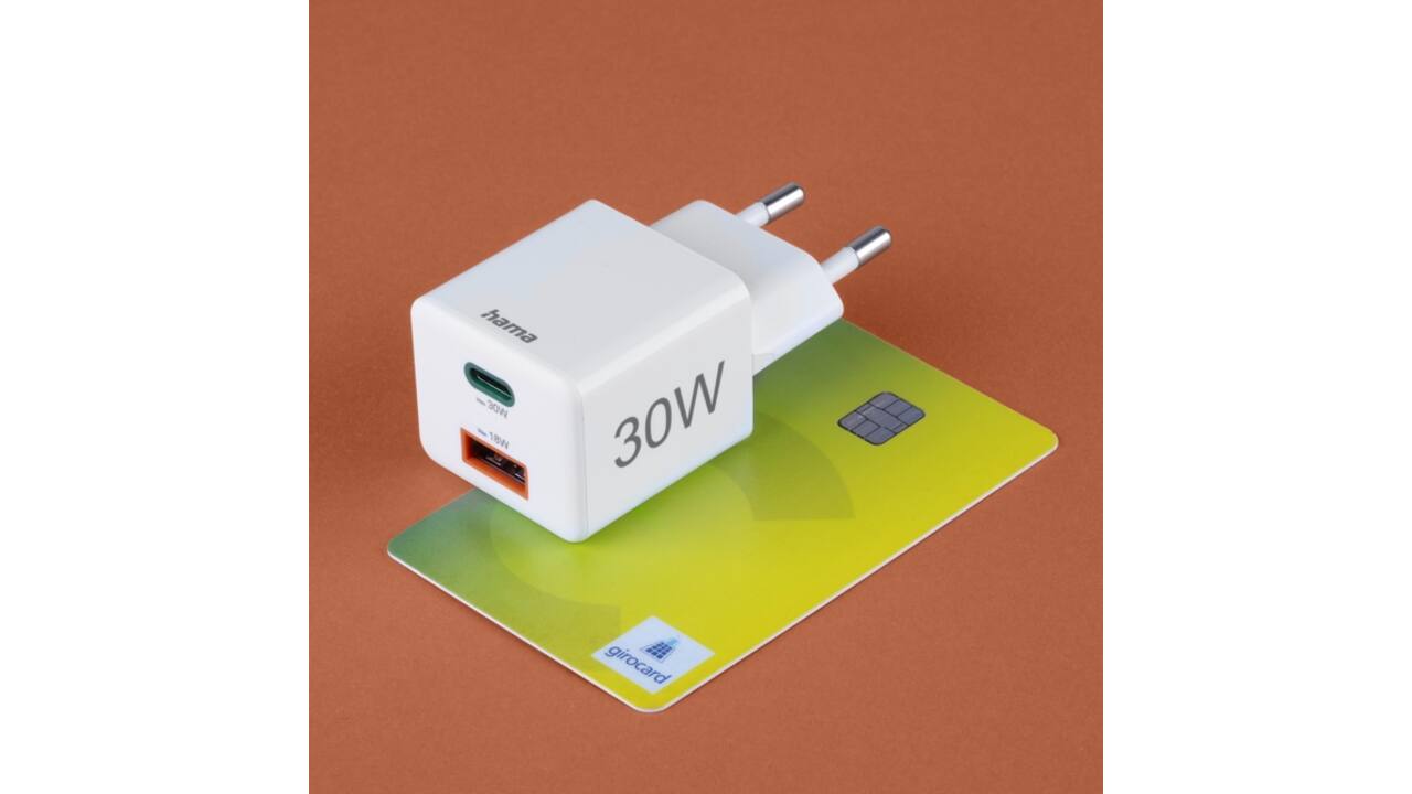 Oplader Hama USB-C/USB-A Mini PD 30W wit
