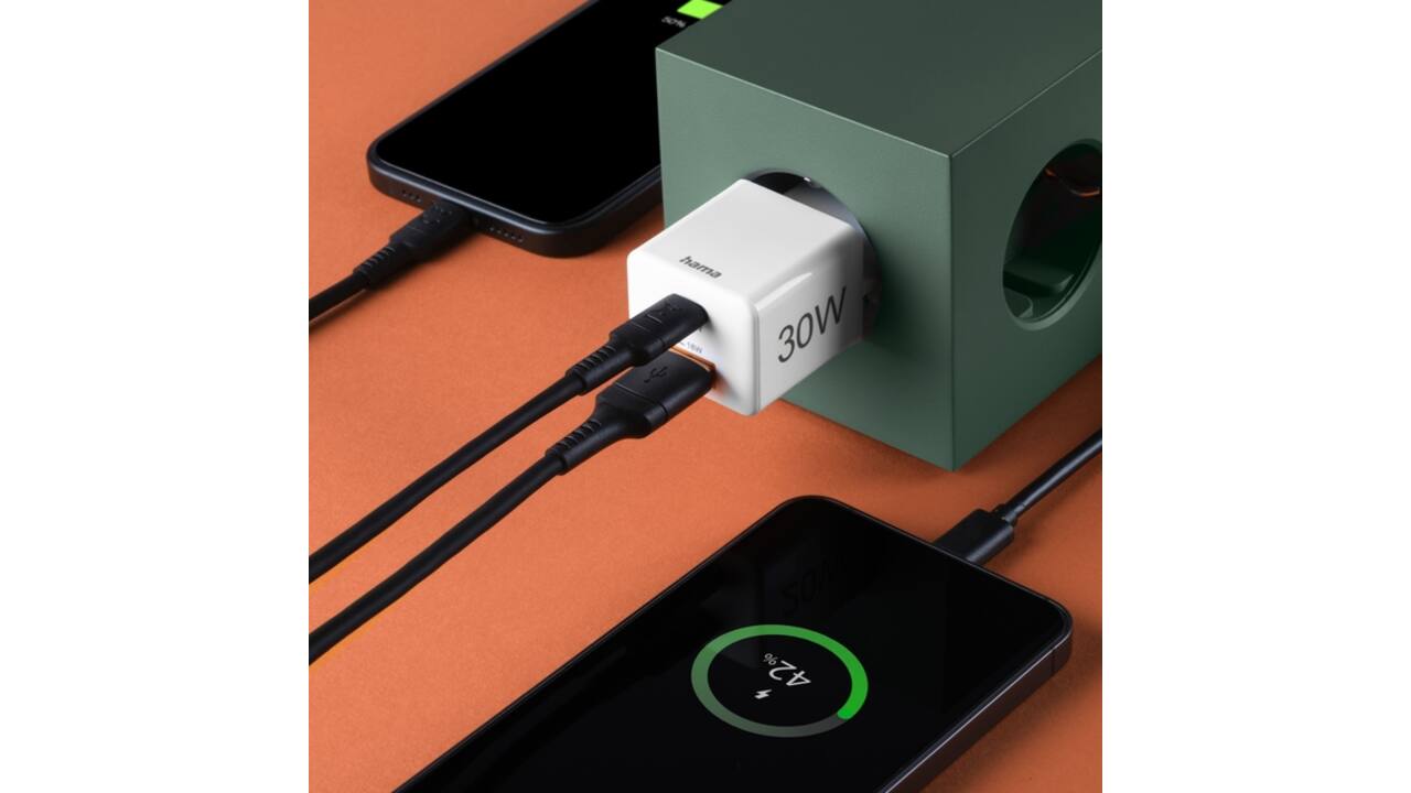 Oplader Hama USB-C/USB-A Mini PD 30W wit