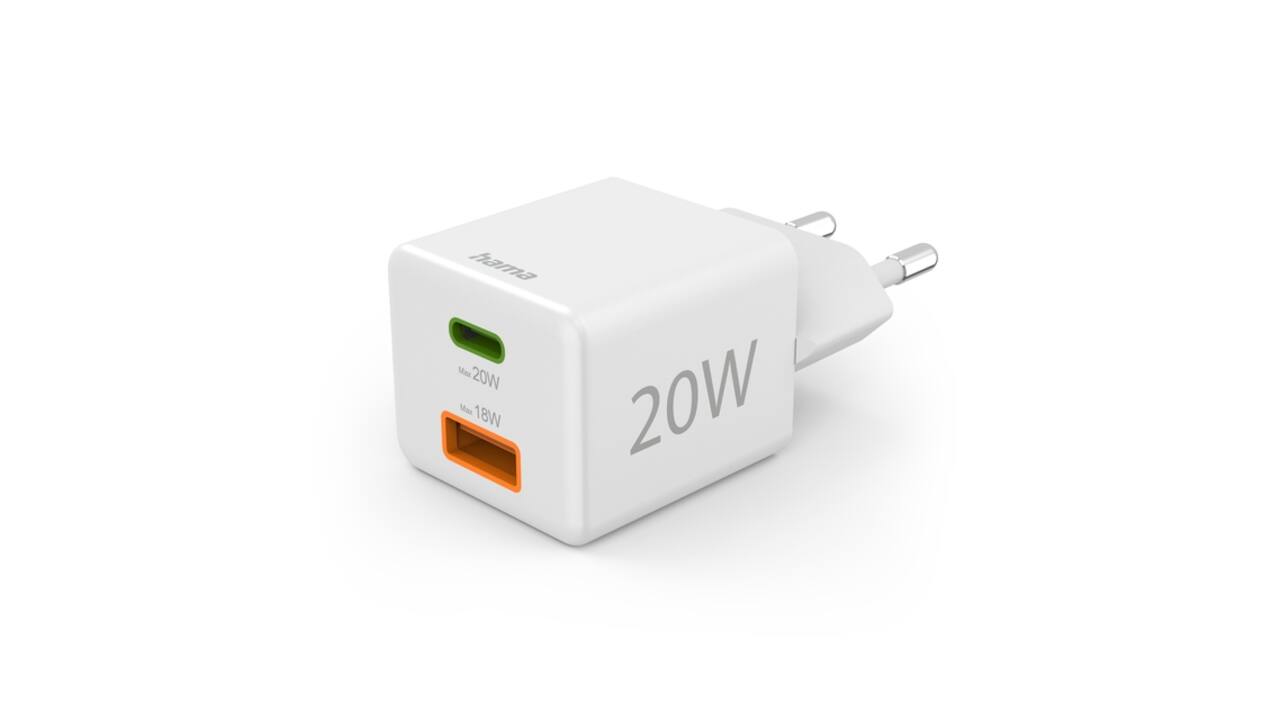 Oplader Hama USB-C/USB-A Mini PD 20W wit