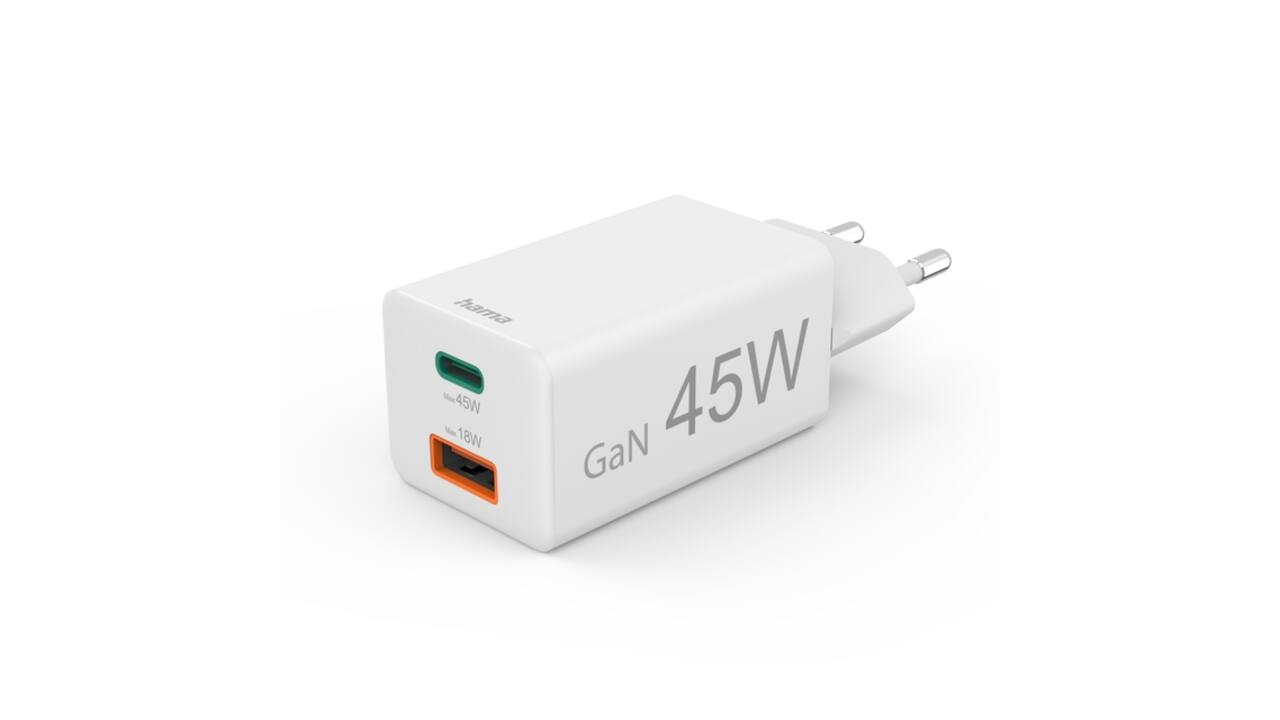 Oplader Hama USB-C/USB-A Mini PD 45W wit