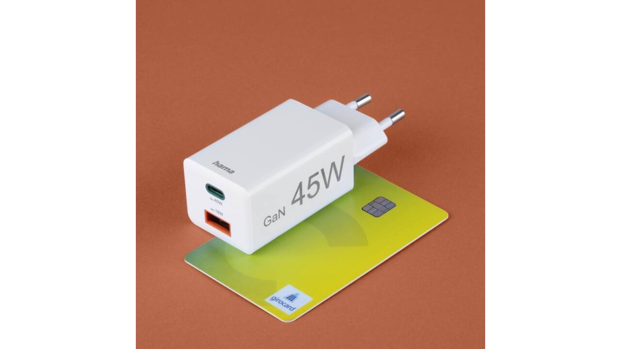Oplader Hama USB-C/USB-A Mini PD 45W wit