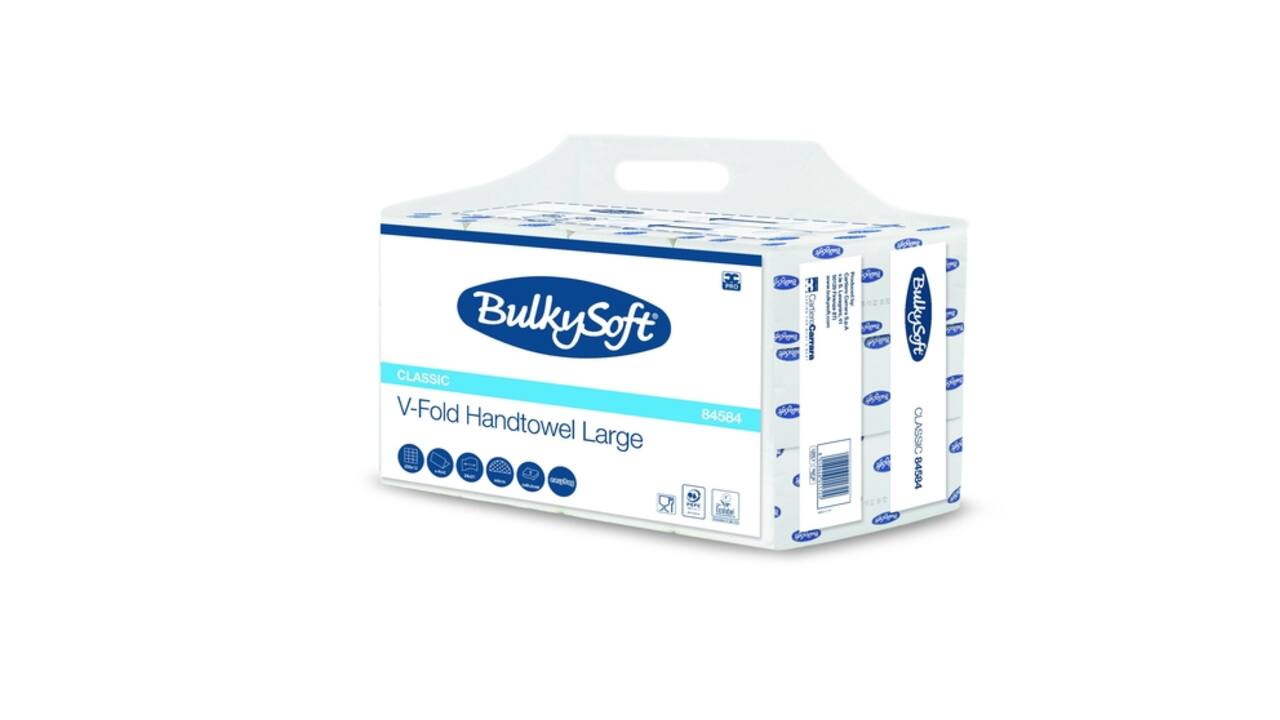 Handdoek BulkySoft Classic v-vouw 2-laags 240x210mm 12x250 vel wit 84584